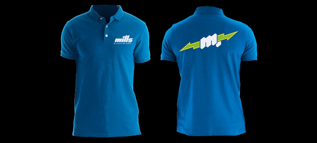 Branded staff uniform - Mills Electrical